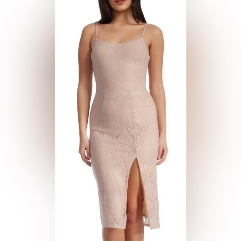 Elegant Lace Midi Dress in Cream